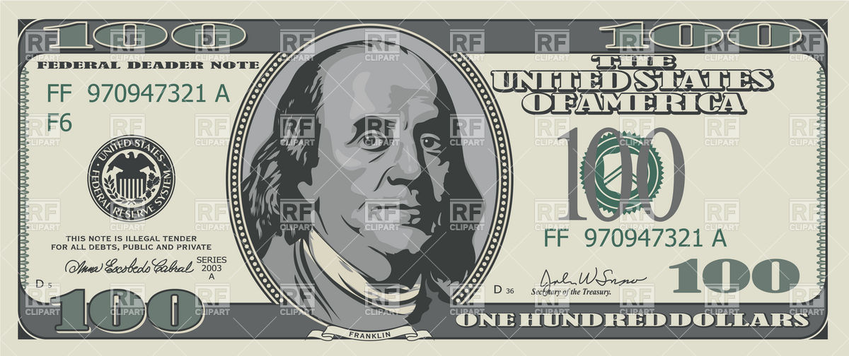 1200x504 One Hundred Dollars Banknote Vector Image Of Business, Finance