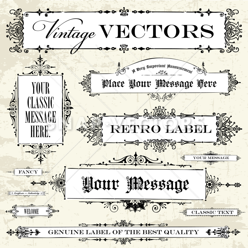 Vector Clipart Victorian Banner Frame Template Set 800x800 Vector Clipart Victorian Banner Frame Template Set