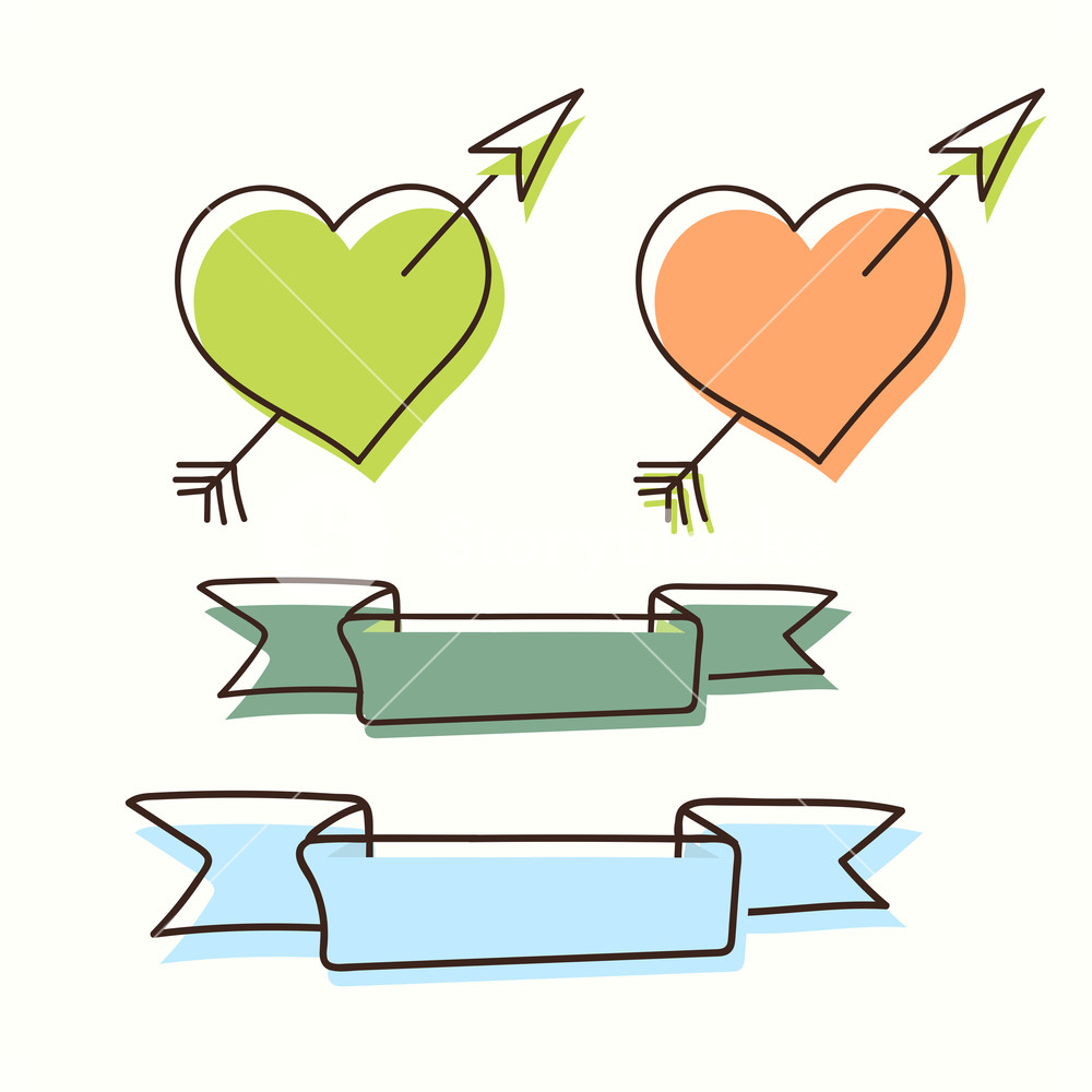 Vintage Heart And Ribbon Banners Clipart Vector Illustration 1000x1000 Vintage Heart And Ribbon Banners Clipart Vector Illustration