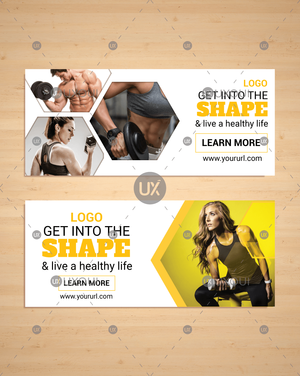 Modern Gym Web Banner Template Design Vector With Photo Uxoui 1200x1500 Modern Gym Web Banner Template Design Vector With Photo Uxoui