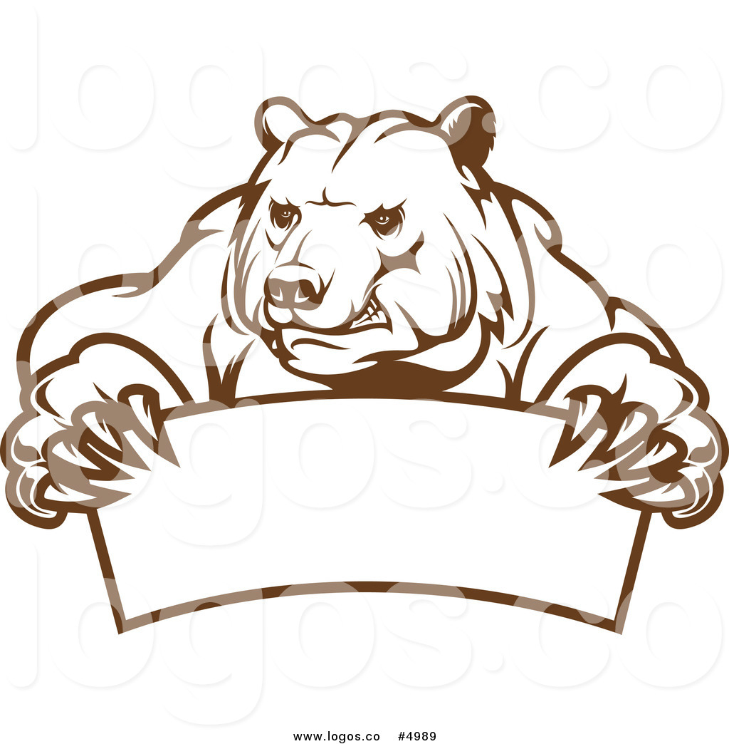 Royalty Free Vector Of A Brown Bear And Banner Logo 1024x1044 Royalty Free Vector Of A Brown Bear And Banner Logo