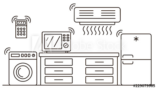 500x284 Smart Home Appliances Banner Outline Illustration Of Smart Home