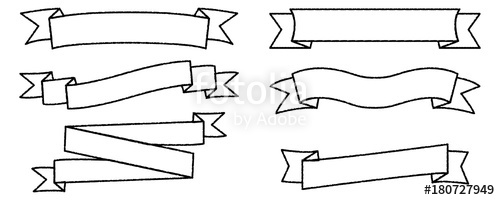500x200 Vintage Outline Ribbon Banner Set Stock Image And Royalty Free