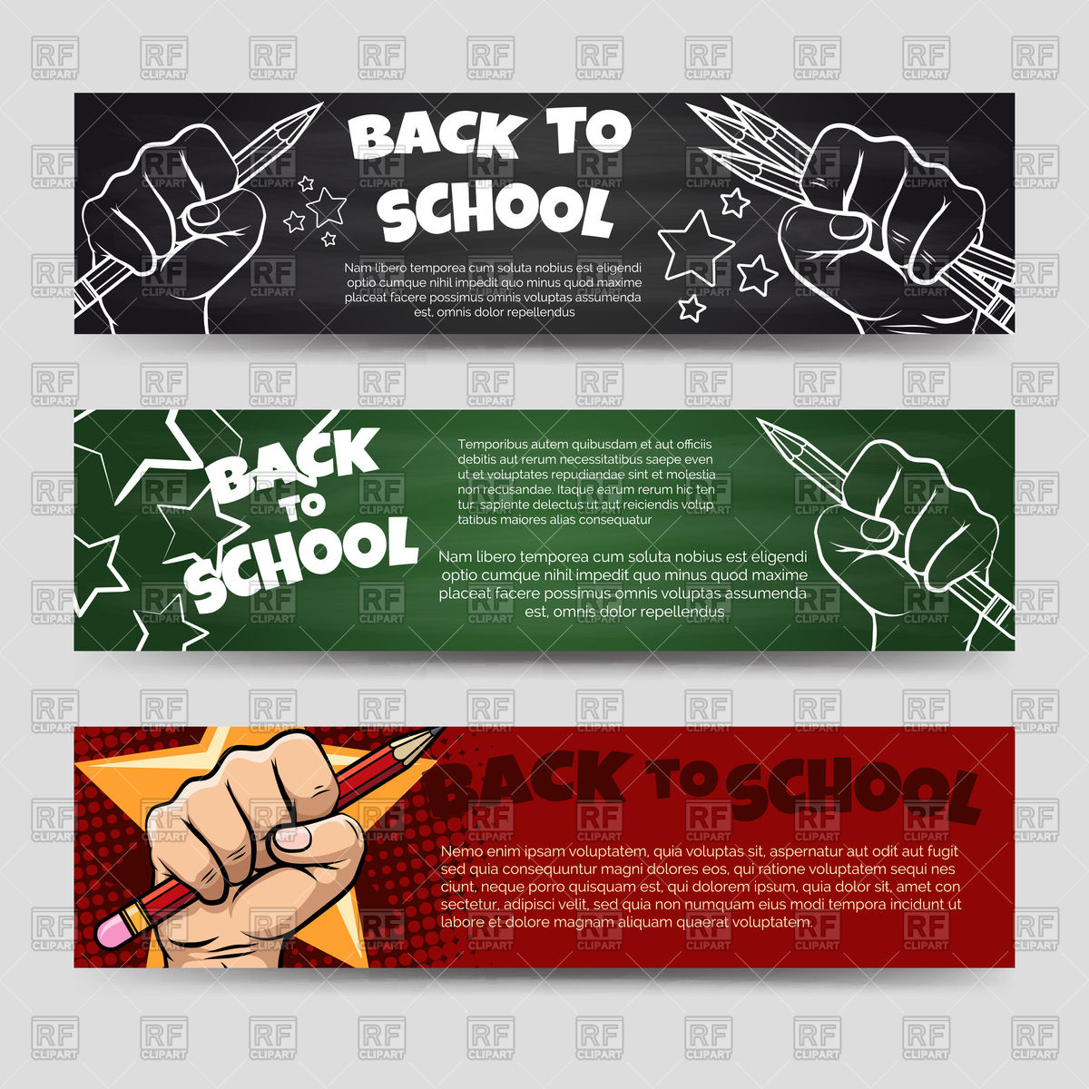 Back To School Horizontal Banners Template Vector Image 1200x1200 Back To School Horizontal Banners Template Vector Image