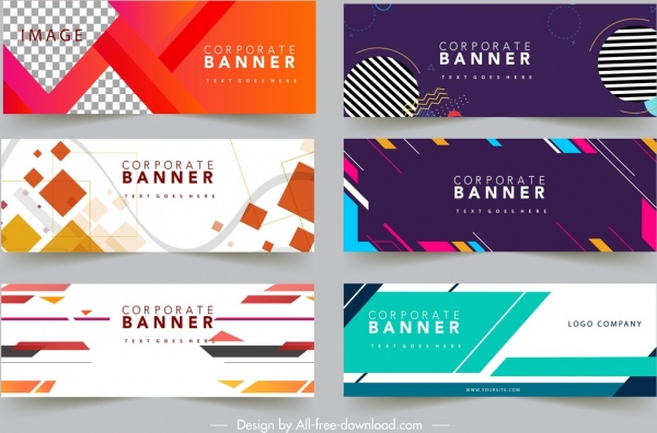 Business Banner Templates Multicolored Modern Abstract Design Free 600x396 Business Banner Templates Multicolored Modern Abstract Design Free