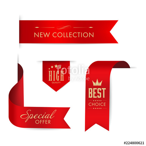 500x500 New Tag Ribbon And Banner Vector Red Badge Luxury Design Stock