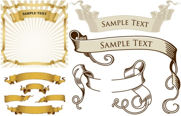 584x376 Retro Ribbon Banner Vector Free Vector In Encapsulated Postscript