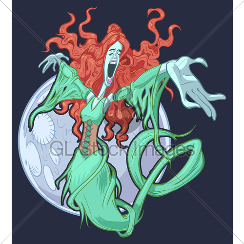 Vector Cartoon Pretty Banshee Singing With Moon Gl Stock Images 500x500 Vector Cartoon Pretty Banshee Singing With Moon Gl Stock Images