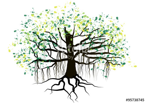 500x354 Banyan Tree With Roots On White Background,vector Illustration