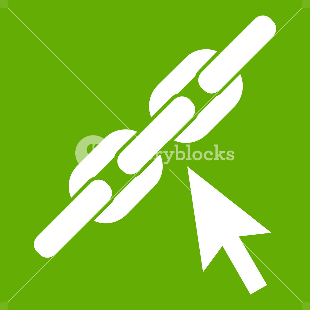 1000x1000 Chain Link Icon White Isolated On Green Background Vector