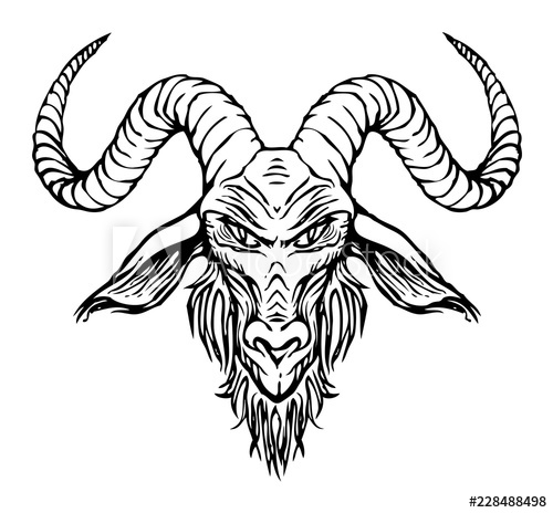 Vector Illustration With A Contour Drawing Of The Head Of A Horned 500x464 Vector Illustration With A Contour Drawing Of The Head Of A Horned