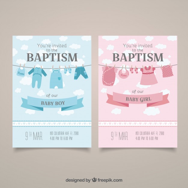 626x626 Baptism Invitation Cards Vector Free Download