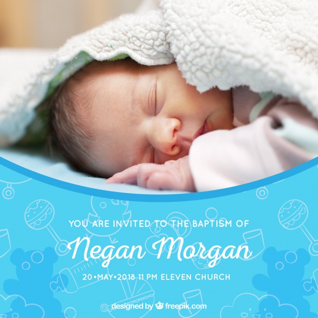 626x626 Baptism Invitation With Drawings Vector Free Download