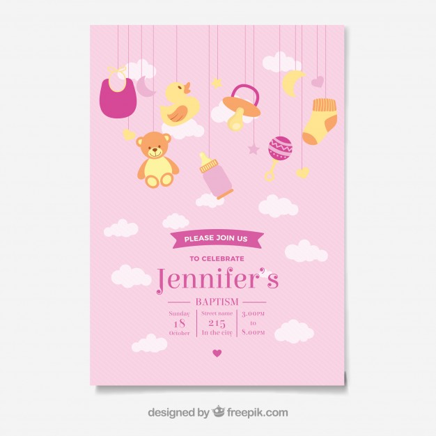 626x626 Baptismal Invitation Illustration Vector Free Download