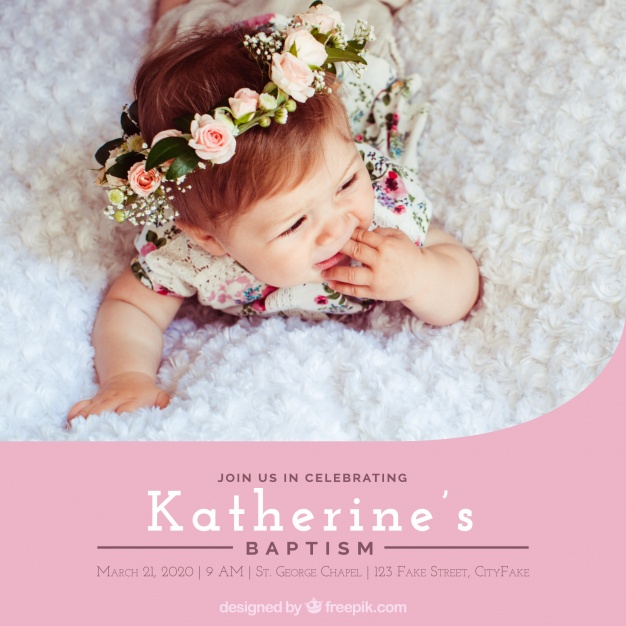 626x626 Christening Invitation Vector Free Download