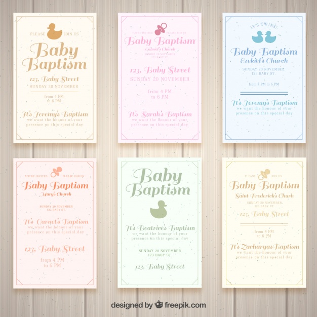626x626 Collection Of Baptism Invitation In Vintage Style Vector Free