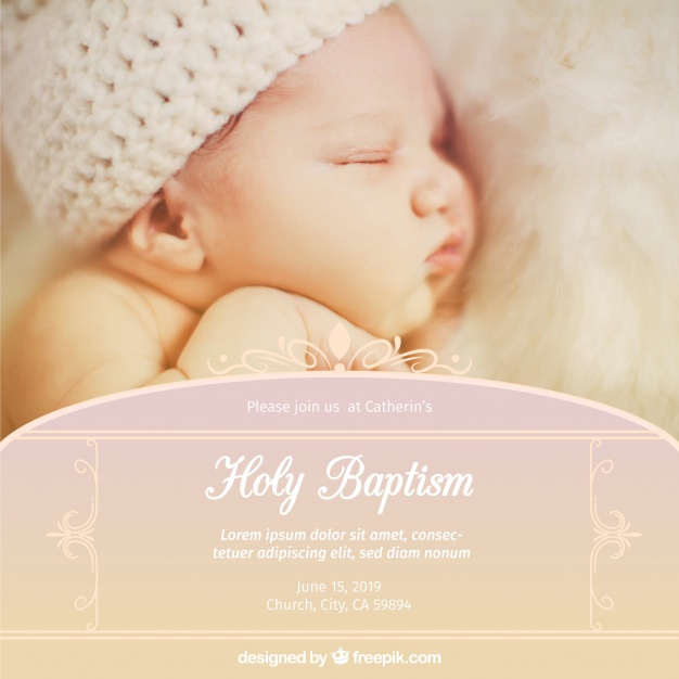 626x626 Cute Baptism Invitation Vector Free Download