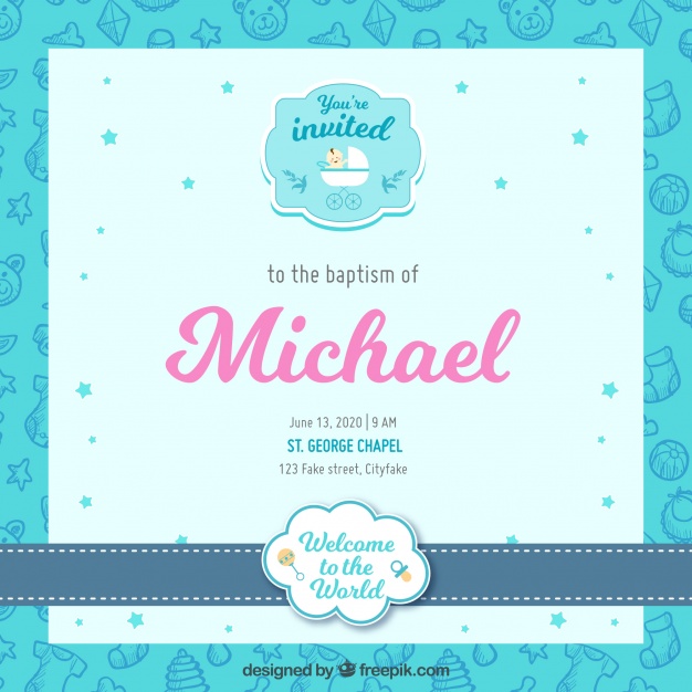 626x626 Pretty Baptism Invitation In Flat Design Vector Free Download