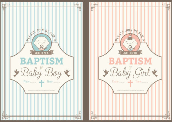 602x428 Vintage Baptism Invitation Cards Free Vector Download