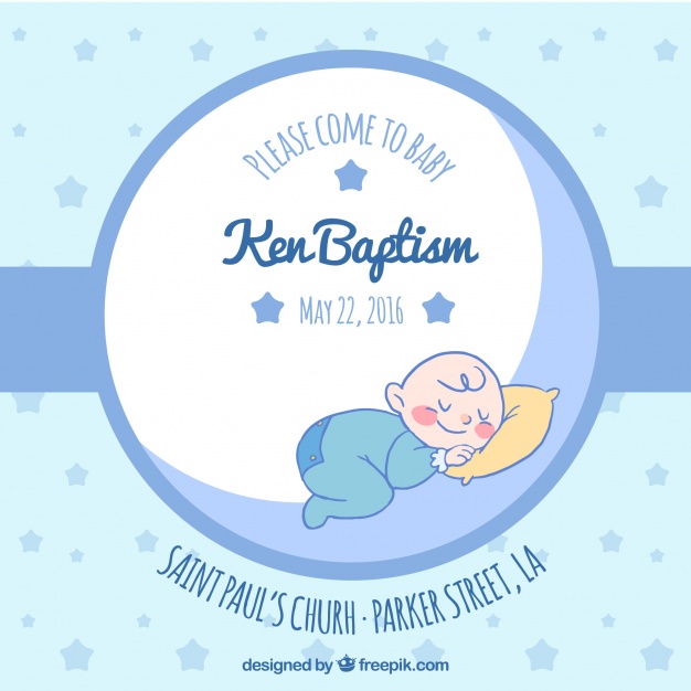 626x626 Blue Invitation For Baptism Vector Free Download