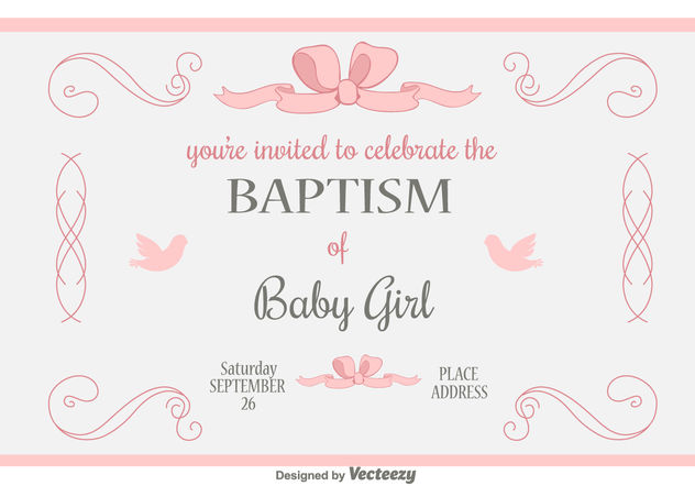 632x442 Baby Girl Baptism Vector Invitation Free Vector Download