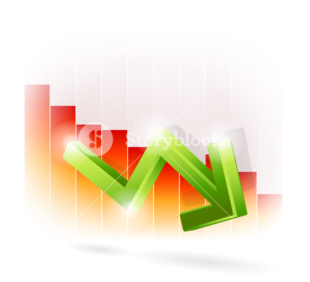 1000x909 Green Arrow On Red Bar Graph Vector Illustration Royalty Free