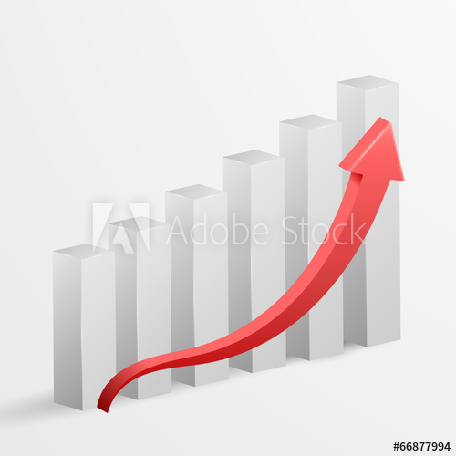 500x500 Business Growth Bar Graph Vector Illustration