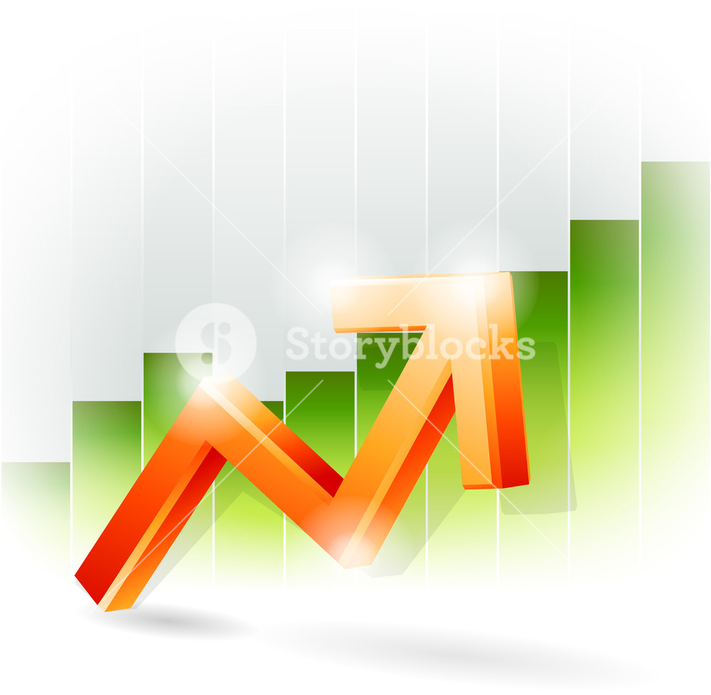 1000x978 Red Arrow On Green Bar Graph Vector Illustration Royalty Free
