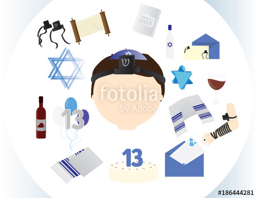 500x387 Jewish Boy Icon With Traditional Bar Mitzvah Elements Stock Image