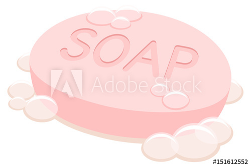 500x334 Vector Illustration Of A Pink Bar Of Soap With Bubbles