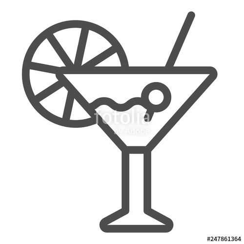 500x500 Cocktail Line Icon Bar Vector Illustration Isolated On White