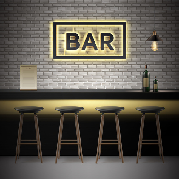 600x600 Bar Interior Design Vector Material Free Download