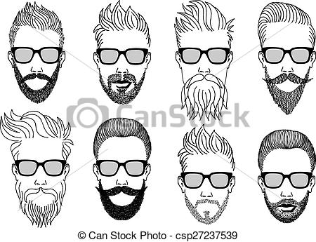 450x345 Barba, Vector, Hipster, Caras Conjunto, Bigote, Hand