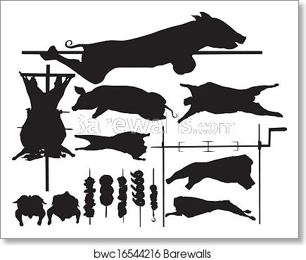 435x370 Barbecue Vector Silhouettes, Art Print Barewalls Posters