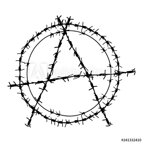 500x500 Black Barbed Wire Vector Round Anarchy Symbol Metal Circle