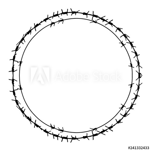 500x500 Black Barbed Wire Vector Round Frame Metal Circle Fence