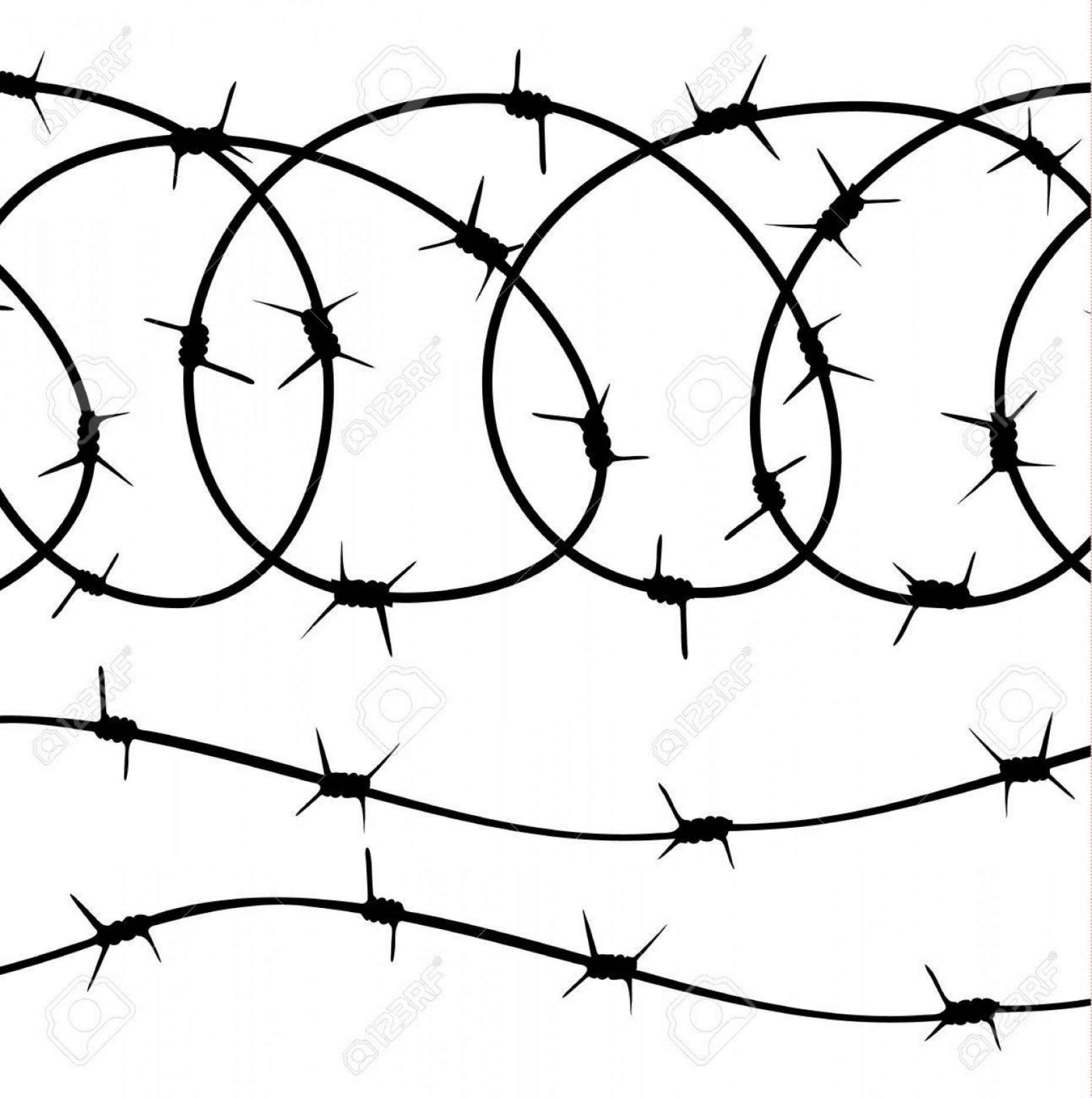 1861x1872 Photostock Vector Barbed Wire Elements Silhouette On White