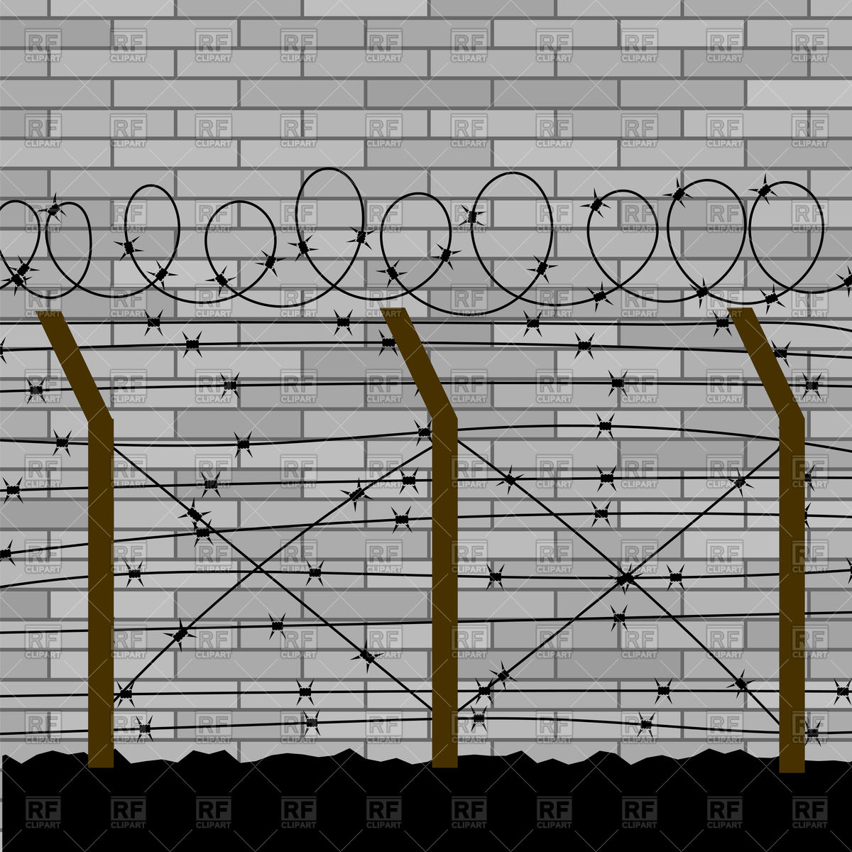 Barbed Wire Fence On Grey Brick Wall Vector Image Of Architecture 1200x1200 Barbed Wire Fence On Grey Brick Wall Vector Image Of Architecture
