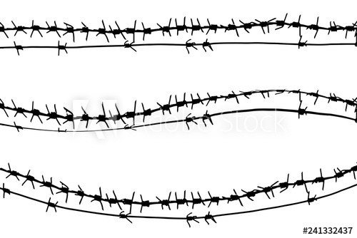 500x334 Black Barbed Wire Vector Metal Fence Illustration Isolated