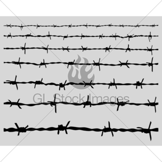325x325 Barbed Wire Elements, Silhouette On White Background Vec Gl