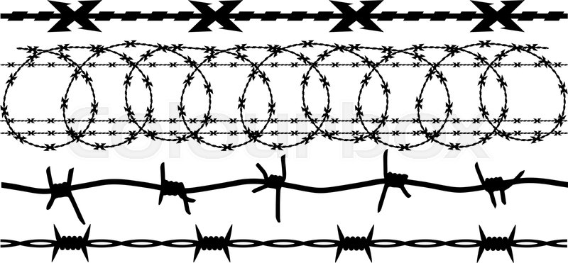 800x371 Barbed Wire, Vector Silhouette Set Stock Vector Colourbox