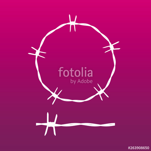 500x500 Vector Brush Circle Barbed Wire On Purple Background Stock Image