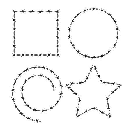 450x450 Barbed Wire Black Silhouettes Vector Frame Pattern Brush Royalty
