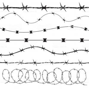 300x300 Barbed Wire Set Seamless Brush Isolated Silhouette Barbwire Vector