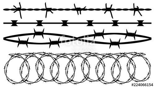 500x286 Barbed Wire, Seamless Brush Barbwire Set Isolated Silhouette
