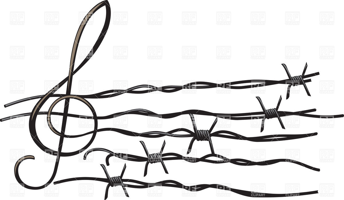 1200x699 Musical Notes Tearing Barbed Wire Vector Image Of Signs, Symbols
