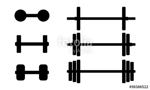 500x300 Silhouette Barbell Fitness Equipment Set Stock Image And Royalty
