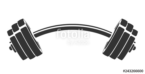 500x255 Vector Hand Drawn Silhouette Of Curved Dumbbell Isolated On White