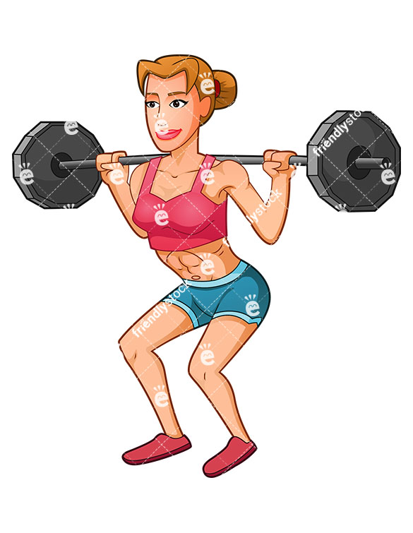 585x755 Female Bodybuilder Performing A Squat With A Barbell