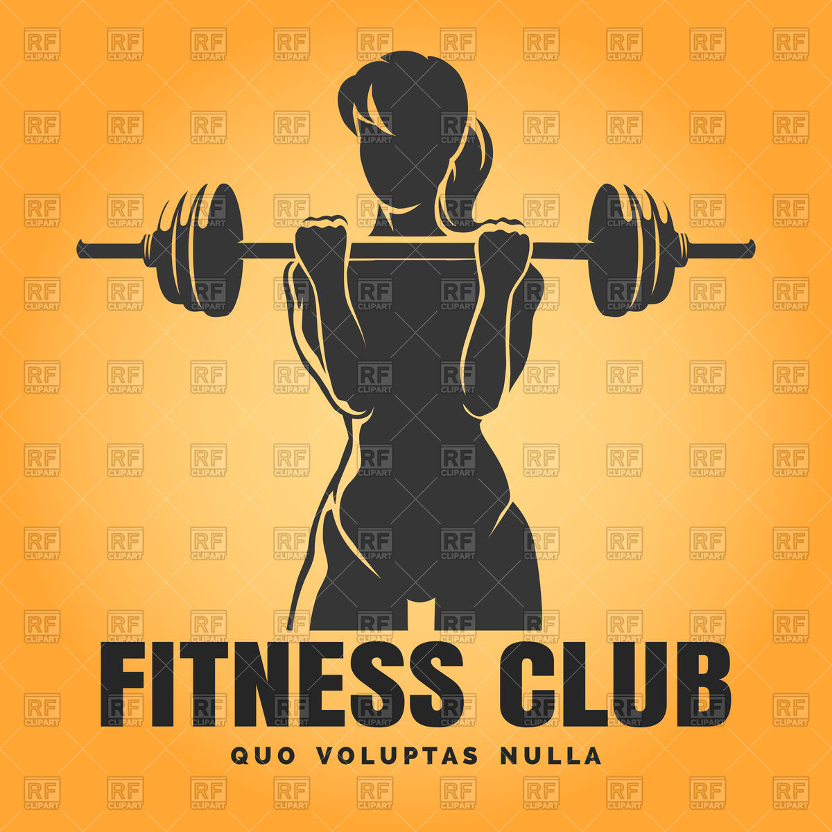 1200x1200 Fitness Club Emblem Training Woman With Barbell Vector Image